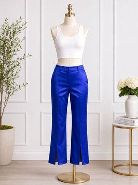 Sleek Front Slit Trousers Women's Size Large - Cobalt Blue - NWT
